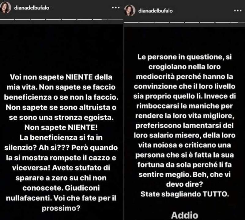 Diana Del Bufalo dichiarazione social