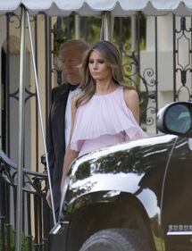 Melania in rosa (con le spalle scoperte) al matrimonio del segretario al Tesoro 1